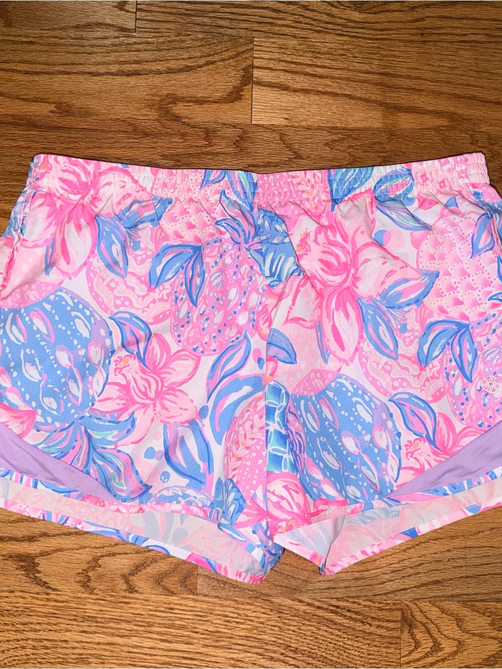 Lilly Pulitzer Lavender Athletic Shorts with Pink & Blue Waistband